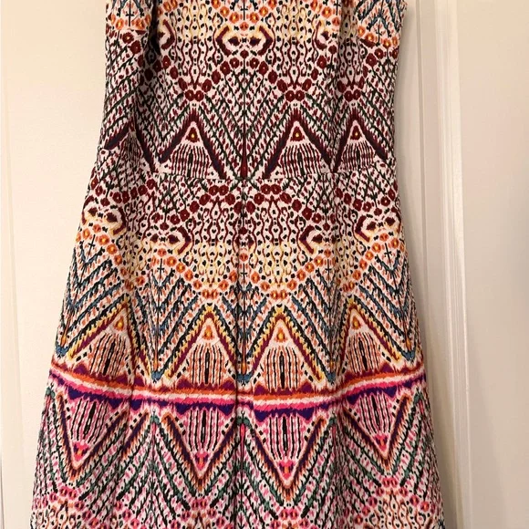 London Times Multicolor Geometric Sleeveless Dress - Navy, Pink, Cream, Mustard - Picture 3 of 3